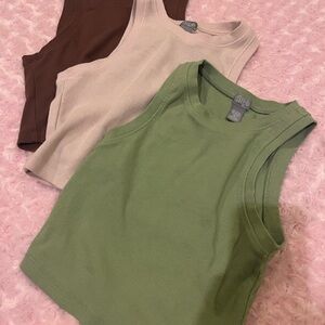 Gildan Women's Ribbed Tank Tops - Green, pink, Brown